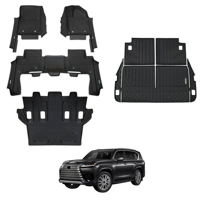 AUSGO 7D Injection Floor Mats & Boot Liner Set For LEXUS LX Series LX500d LX600 2021-Onwards Car Floor Liners Cargo Mat