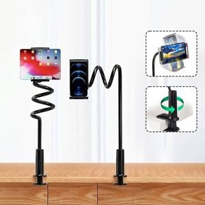 Urbanoki Gooseneck Phone Holder Flexible Clamp Mount For Bed Desk - Black