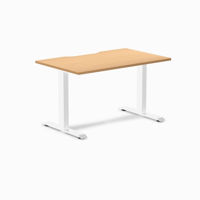 Desky Fixed Height Scalloped Melamine Office Desk White Frame 120cm