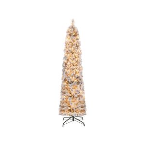 Costway 186cm Flocked Christmas Tree 150 LEDs Artificial Xmas Decor w/Gloves