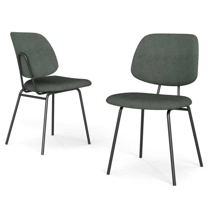 Familand Dining Chairs Set of 2 Corduroy Upholstered Padded Seat in Green