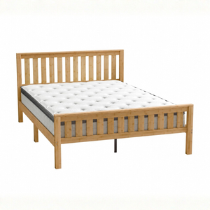 Zinus Double Wooden Bed Frame with Slatted Base & Pocket Spring Mattress Set, 30cm Euro