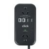 Click Fast Charging 2 Outlet Black Powerboard with USB A & C Outlets and Cord Storage