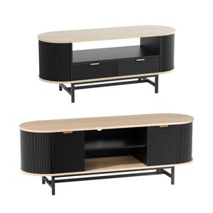 Artiss Tv Unit & Coffee Table Set Storage Drawers Shelves Black Pine