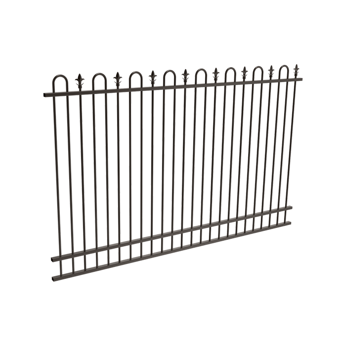 ProtectorAl 1201 - 2399 x 1800mm Black Aluminium Loop And Spear Pool Fence Panel With Mid Rail