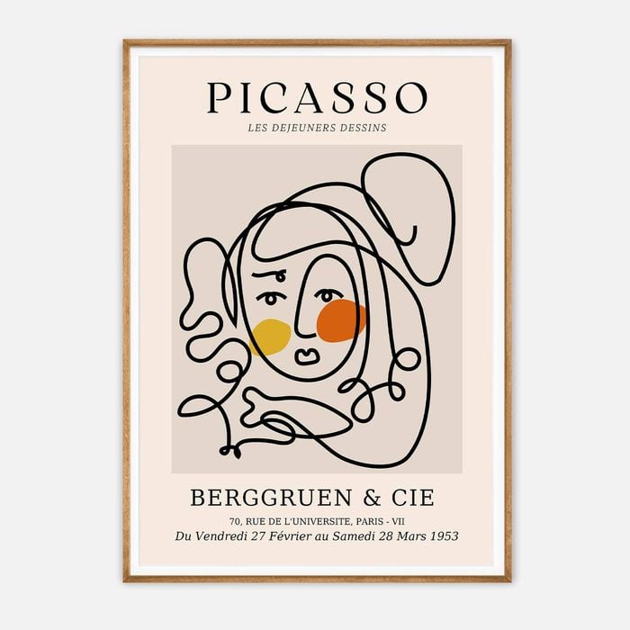 Galrie Picasso Les Dejeuners Dessins Art Print - Iconic Berggruen Exhibition Masterpiece, Wood Frame, A4 21 x 30cm (8 x 12inch)