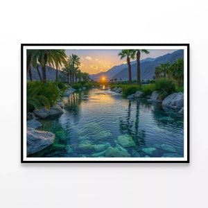 Lake Surrounded By Rocks, Trees  Print 100% Australian Made 120x90cm  (Poster)