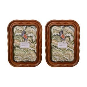 2x Urban Products Darcy Curve Natural Wood Scalloped Edge 4x6inch