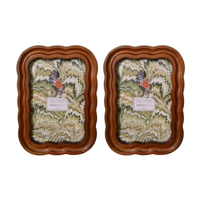 2x Urban Products Darcy Curve Natural Wood Scalloped Edge 4x6inch
