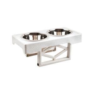 Pet Zone Speckled White Adjustable Dog Feeder