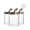Argon Tableware 6 Piece Glass Jar With Wooden Lid Storage Container Set - Round - 750ml