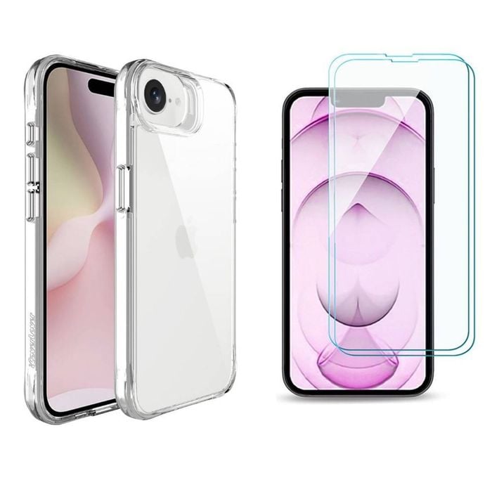 Icoverlover For Iphone 16e Case + 2x Glass Screen Protectors Clear