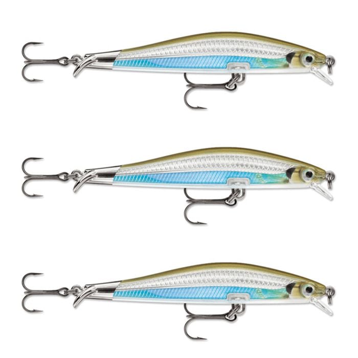 3x Rapala 9cm RipStop Shallow Jerkbait Hard Body Fishing Lure -Moss Back Shiner