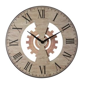 P&P MDF 60cm  Wooden Wall Clock with Gear & Cog Detailing