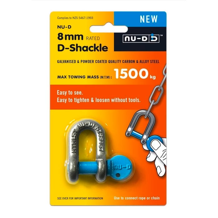 NU-D 8mm Galvanised Powder Coated D Shackle