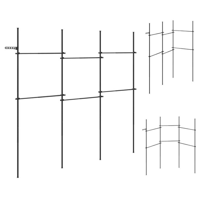 Costway 6 Hanging Rods Wardrobe Storage Clothes Rack-Black