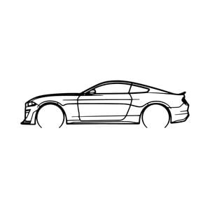 Ignite Laser Ford 2021 Mustang Silhouette Metal Wall Art Coated Black 47inch/120cm