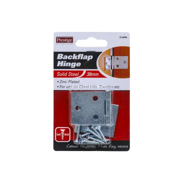 Prestige 38mm Zinc Plated Backflap Hinges - 2 Pack