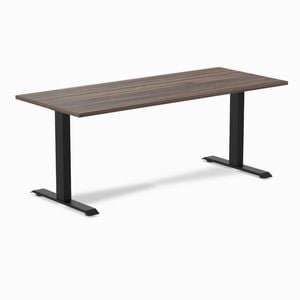 Desky Fixed Height Jarrah Legno Melamine Desk 180x75cm Matte Black Leg