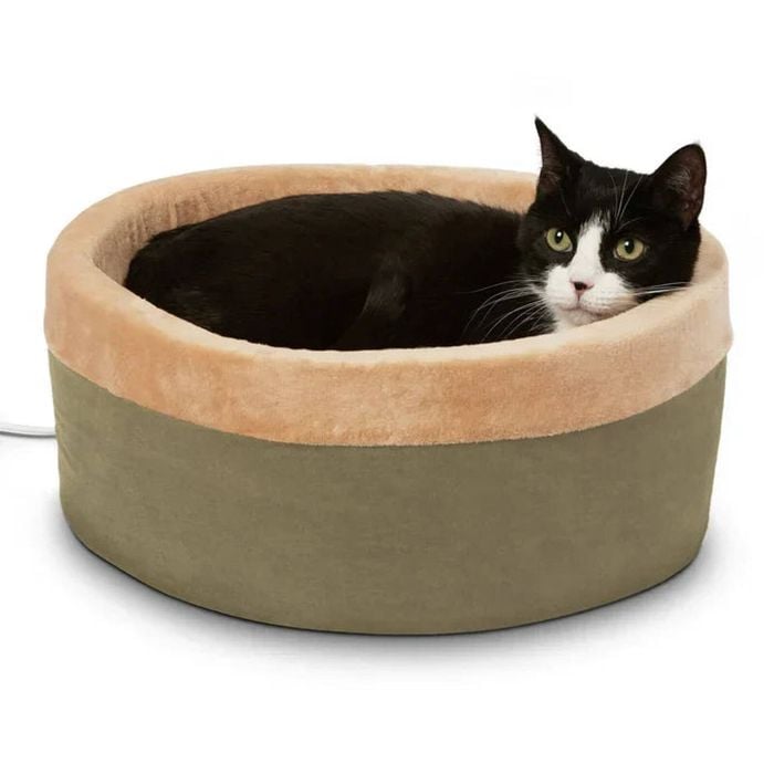 K & H Thermo Circular Heated Pet Bed Sage 50cm