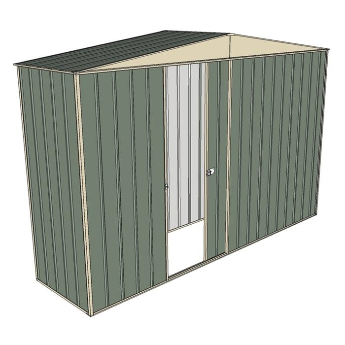 Build-a-Shed 3.0 x 0.8 x 2.3m Gable No Side Doors Shed - Green