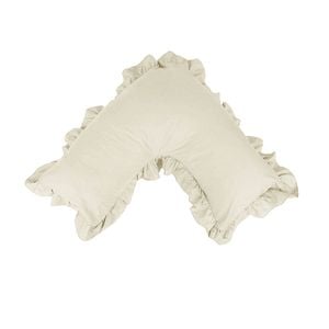 Artex Cotton Polyester V Boomerang Shape Ruffled Pillowcase Cream