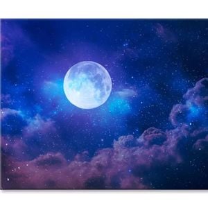 Full Moon in The Night Sky View  Print 100% Australian Made 150 x 100cm  (Stretched)