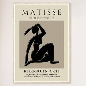 Galrie Henri Matisse Black Silhouette Art Print from Galerie Berggruen & Cie, Wood Frame, A2 42 x 60cm (16 x 24inch)