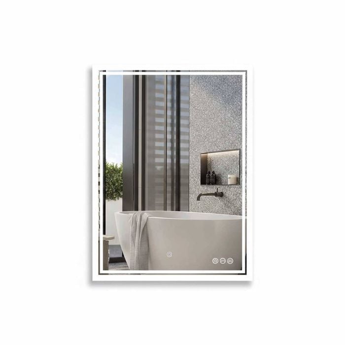 P&P Silver Frameless LED Bathroom Mirror Backlit Anti Fog Dimmable