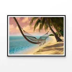 Hammock on the Beach  Print 100% Australian Made 120x90cm  (Poster)