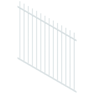 ProtectorAl 350-1200 x 1200mm Pearl White Raked 16-30º Picket Top Pool Fence Panel