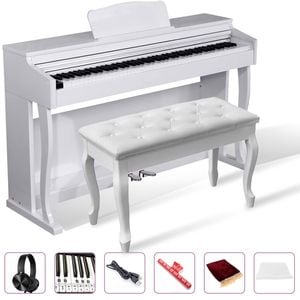 Maestro MDP600PWH 88-Key Weighted Hammer Action Digital Piano w Sliding Lid & Bluetooth (POLISHED WHITE) - Bench Sold Separately