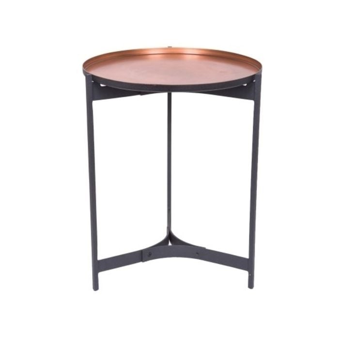 Ssh Collection Jeeves 51cm Tall Round Butler Table - Black Frame With Copper Top