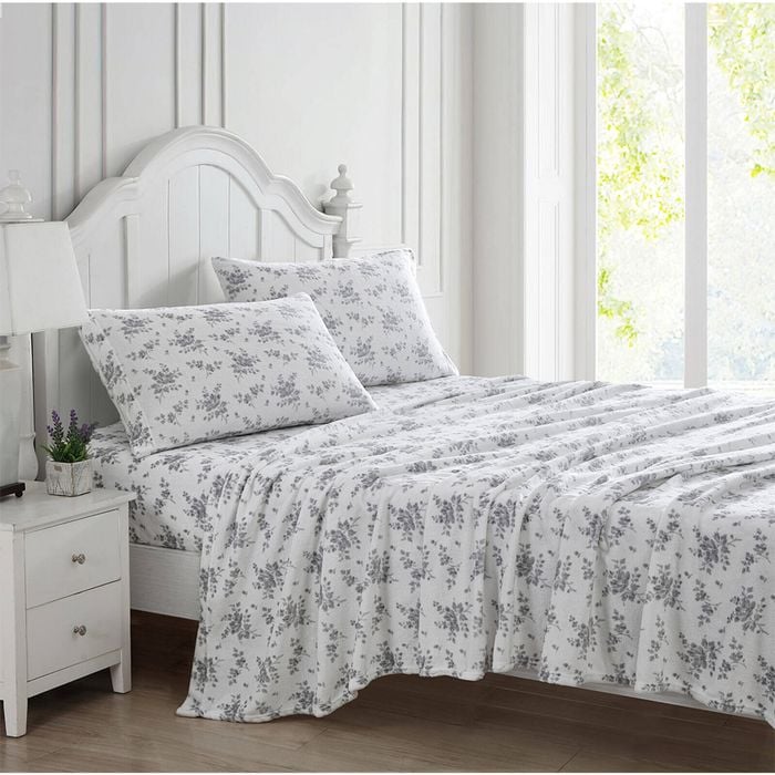 Ardor Single Bed Sylvia Mink Flannel Fleece Sheet Set Silver