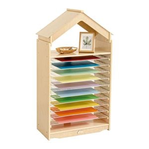Jooyes 10 Shelf Paint Drying Rack Art Storage Cabinet  - Original Wood Colour | 66cm | Drying Rack