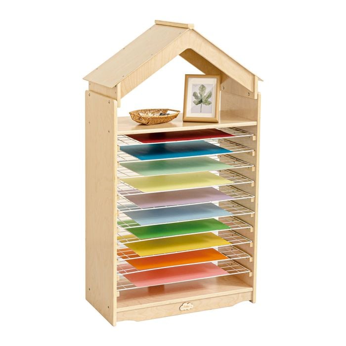 Jooyes 10 Shelf Paint Drying Rack Art Storage Cabinet  - Original Wood Colour | 66cm | Drying Rack