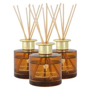 Reed Diffusers - 200ml - Sandalwood & Jasmine - Pack of 3 - Sweet Creamy Fragrance with 8 Reeds Each Long Lasting