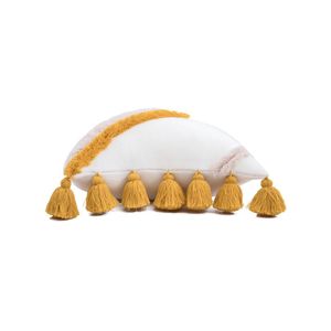 CottonMore Soft Acrylic Knitted Tassel Lantern Style Cushion Cover Camel 45x45cm