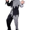 Evil Mens Black and White Harlequin Jester Halloween Costume - Medium