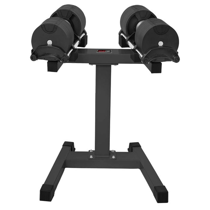 Powertrain Eon Dial Up 90kg Adjustable Dumbbells Pair With Stand - Black