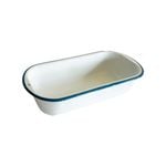 Urban Style Enamelware 1.6L Loaf Tin w/ Blue Rim - White