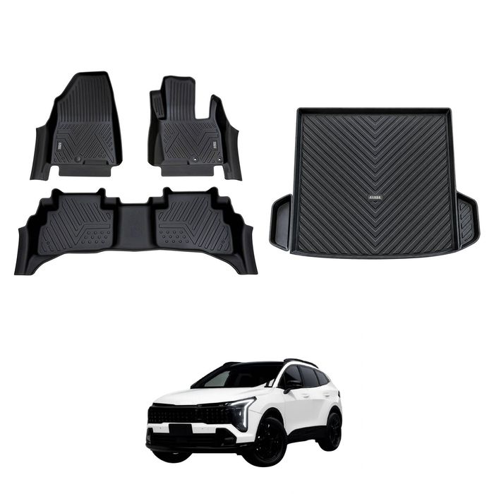 AUSGO Floor Mats & Boot Liner Set for KIA Sportage Hybrid NQ5 PE 2025-Onwards With Subwoofer Car Floor Liners Cargo Mat