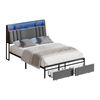 Oikiture Bed Frame Queen Size With Led Light USB Charging Storage Headboard & Drawer