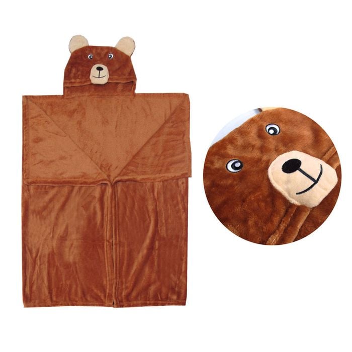 Hooded Wrap & Snuggle Animal Blanket Throw Rug Bear 80 x 130 cm
