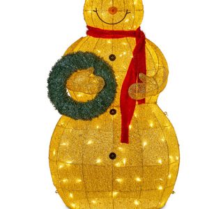 Christabelle 150cm Gold Outdoor Christmas Snowman with Lights