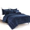 Alastairs Augusta Faux Mink Quilt / Comforter Set Navy - Super King