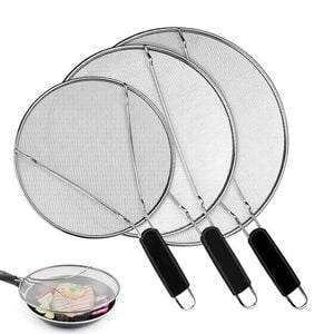 Catzon 3 Pcs Splatter Screen Set Stainless Steel Fine Mesh-Black