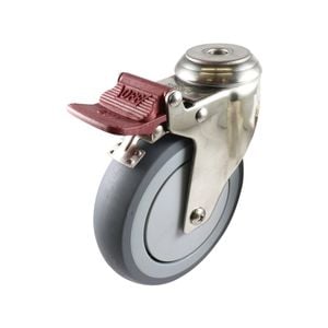 Easyroll 125mm Grey Rubber Swivel Brake Bolt Hole Castors