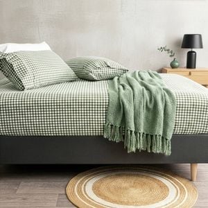 Park Avenue Egyptian Cotton Flannelette Sheet Pillow Case Set Check Super King