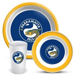 NRL 3 Piece Dinner Set - Paramatta Eels - Melamine Plate, Bowl, Cup